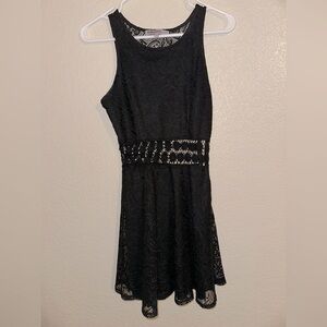Bailey Blue Black Lace Dress with a daisy lace Waist